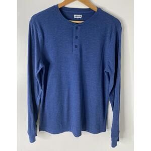 VTG Men’s Levi’s Blue Long Sleeve Henley T-Shirt Size L